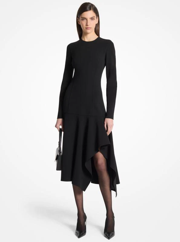 Michael Kors Stretch Wool Crepe Cascade Sheath Dress 1