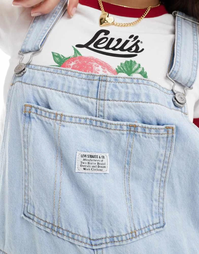 Levi's Levi's lightweight vintage overall dungarees in light wash blue 4