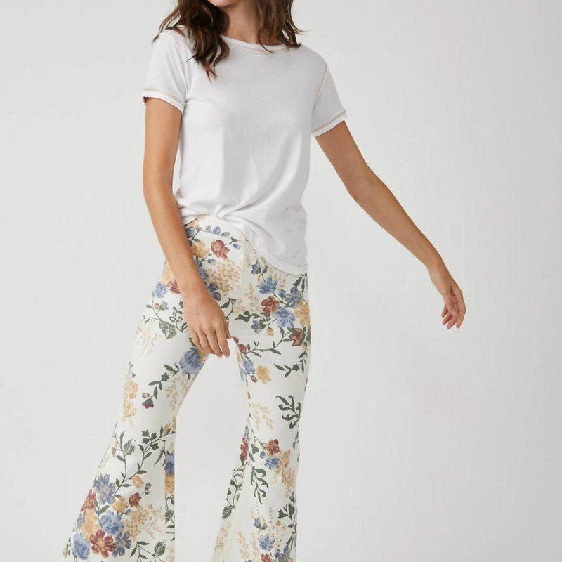 Free People Youthquake Printed Crop Flare Jeans 1
