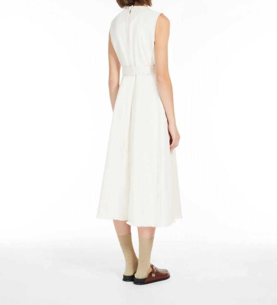 【送料&関税込】Max Mara White Denim Europa Dress Feminine dress in linen canvas, ecru | 