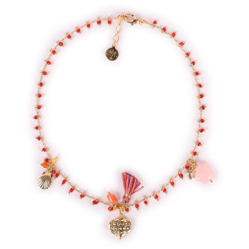GAS Bijoux Gipsy charms and tassels golden necklace