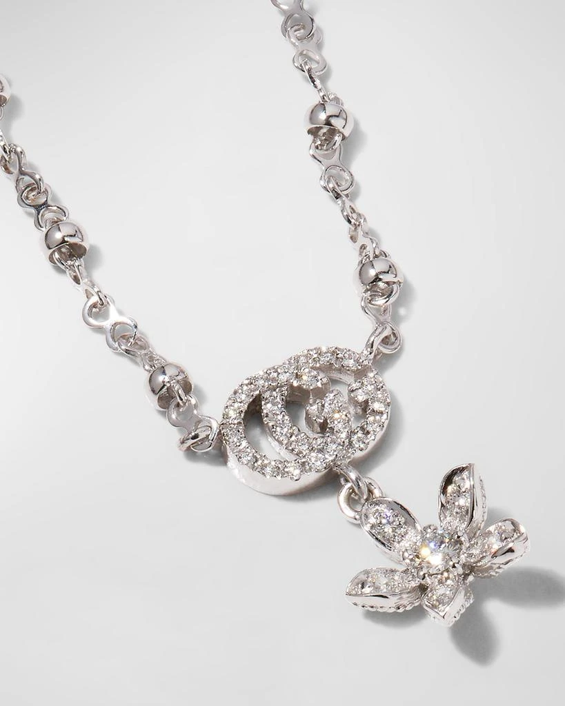 Gucci 18k White Gold Diamond Flower Necklace w/ Micro Pearls 4