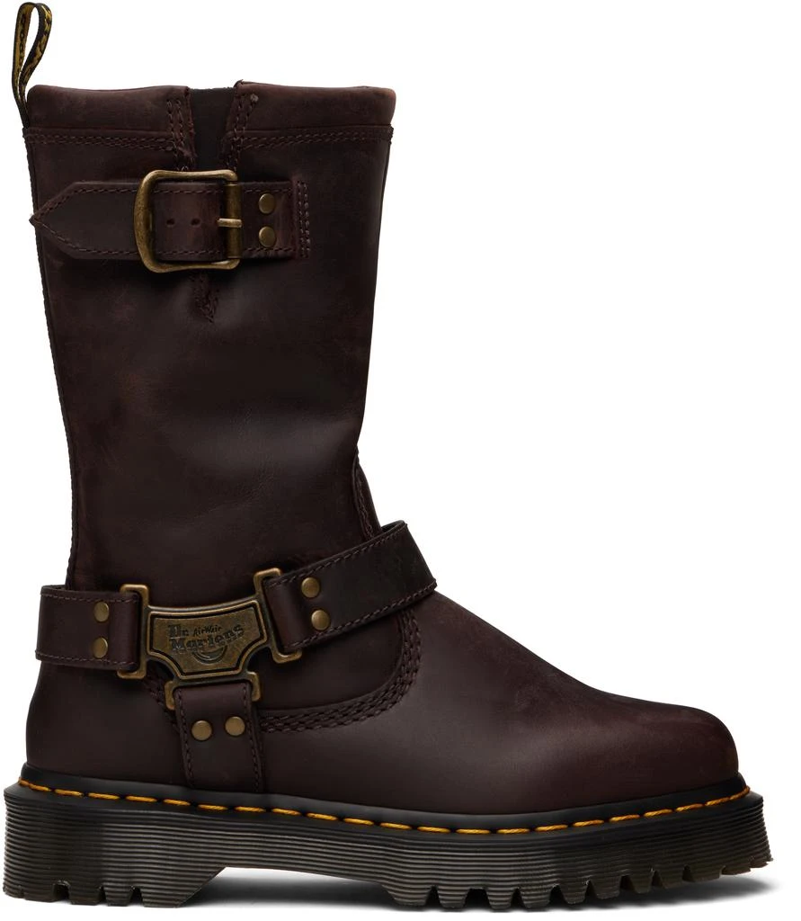 Dr. Martens Brown Anistone Hi Leather Biker Boots