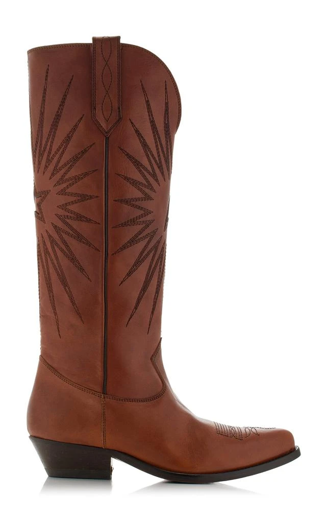 Golden Goose Golden Goose - Wish Star Embroidered Leather Western Boots - Brown - IT 37 - Moda Operandi 1