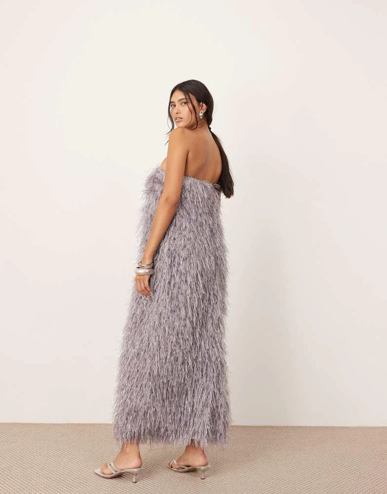 ASOS EDITION ASOS EDITION textured metallic corseted bandeau maxi dress in dove grey 4