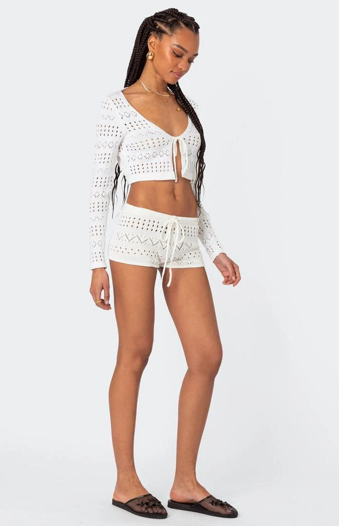 Edikted Betsy Tie Front Knitted Shorts 4