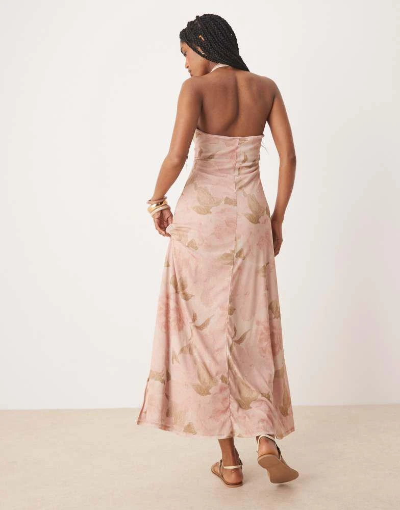 Shop ASOS DESIGN halter front split midi dress in pink vintage floral on  Sale at BeyondStyle  Get 20% Off ASOS DESIGN halter front split midi dress  in pink vintage floral with