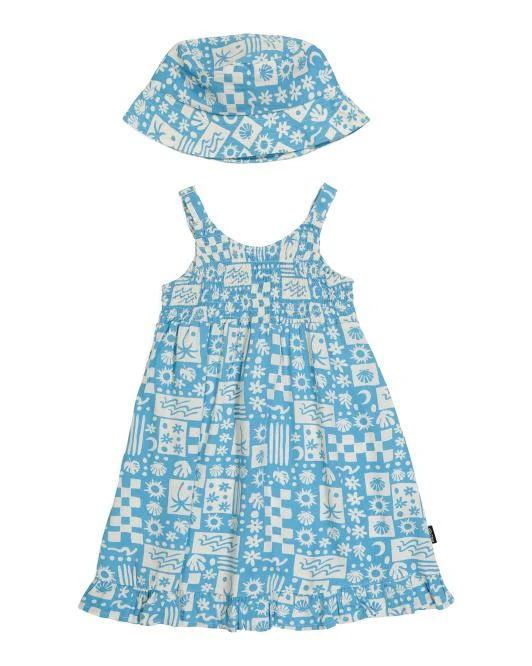 Volcom Little Girls Printed Dress With Hat 1