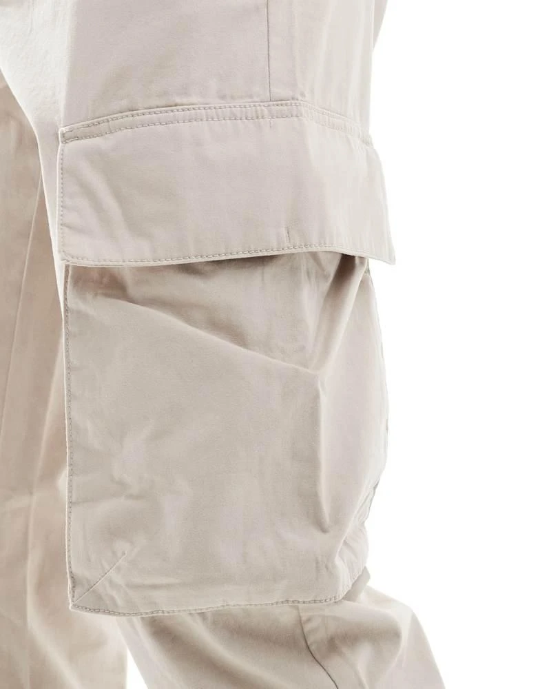 French Connection Mens French Connection cotton twill cargo trousers in stone 3