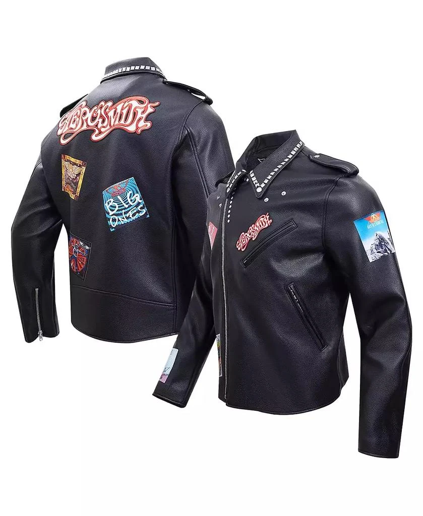 Freeze Max Men's Black Aerosmith Big Ones Graphic Biker Full-Zip Jacket 1