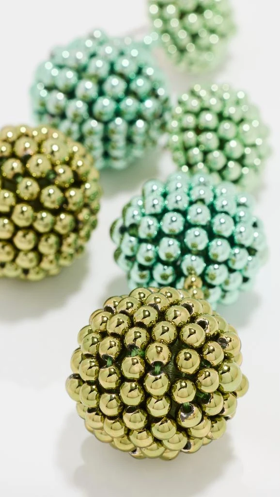 Oscar de la Renta 3 Ball Beaded Chandelier Earrings 4