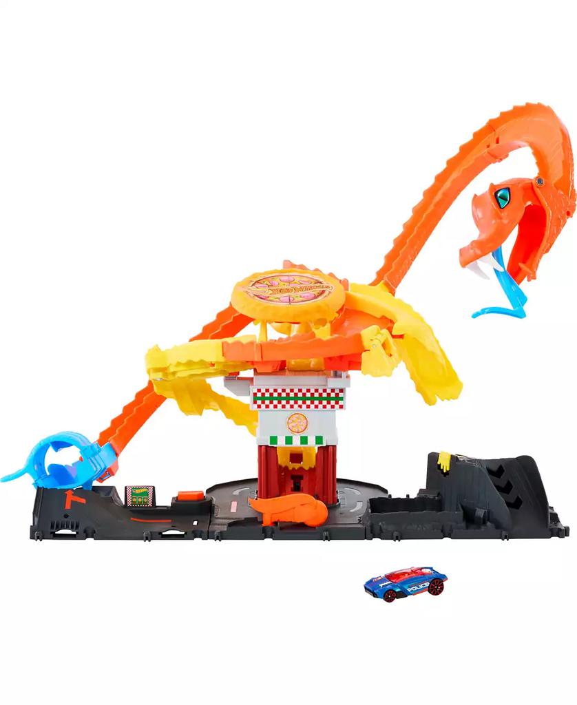 Hot Wheels City Pizza Slam Cobra Attack Playset with 1:64 Scale Toy Car