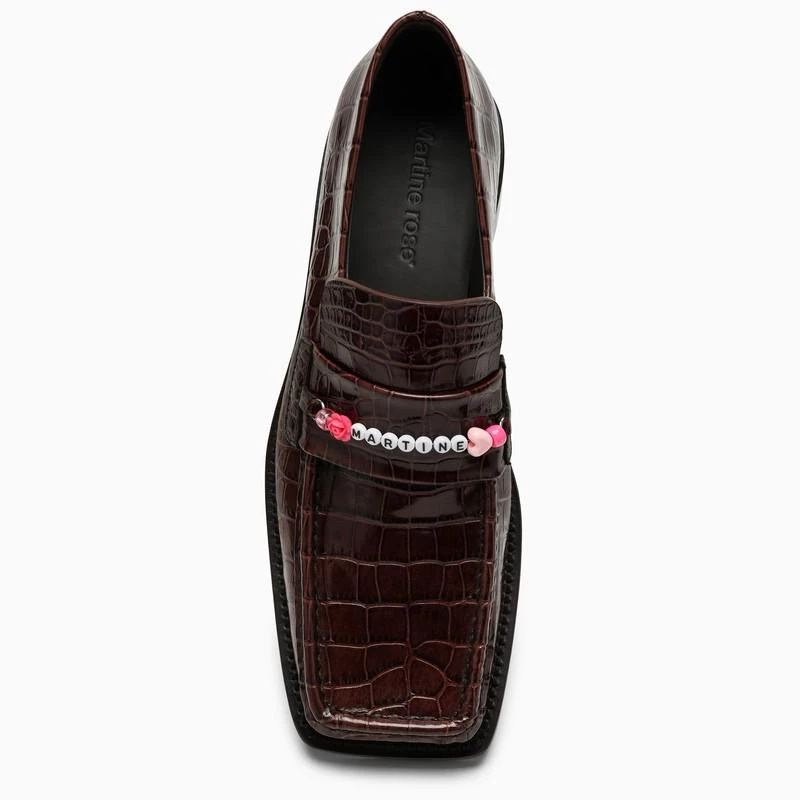 Martine Rose Brown crocodile-effect moccasin with beads 4