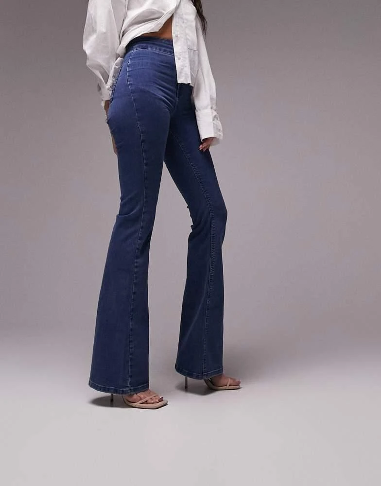 Topshop Topshop Joni flare jeans in mid blue 5