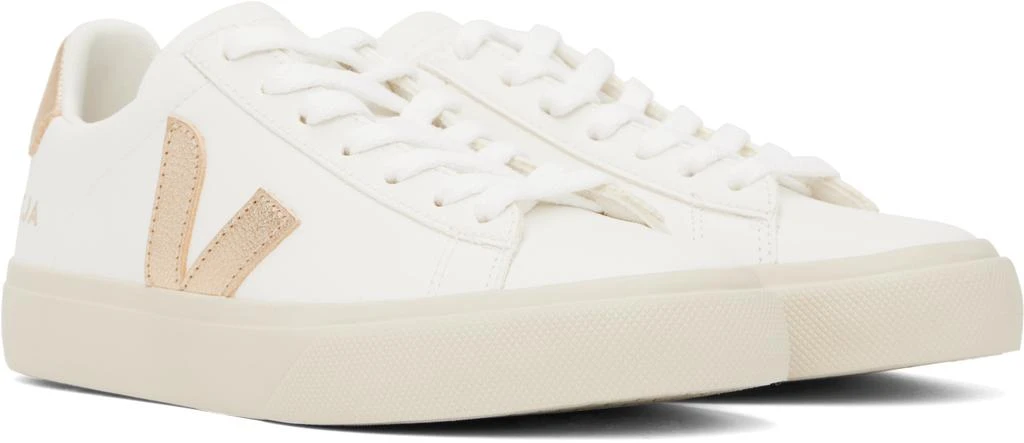 Veja White & Gold Campo Leather Sneakers 4