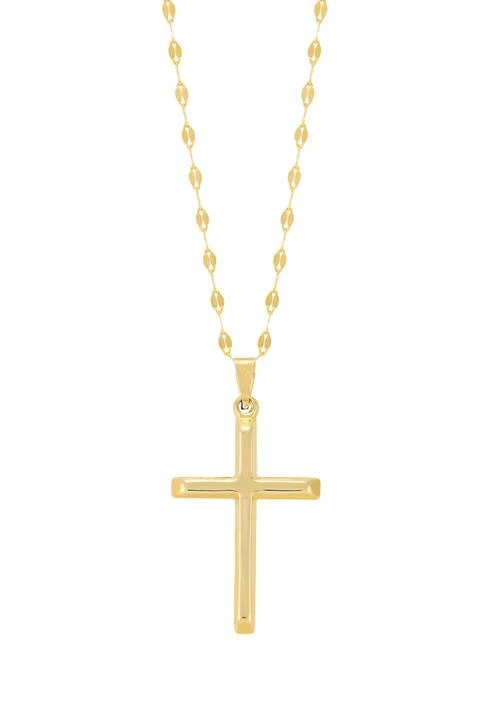 Belk 
Co. Beveled Edge Cross Pendant with 18" Solid Mirror Twist Chain in 10K Yellow Gold 1