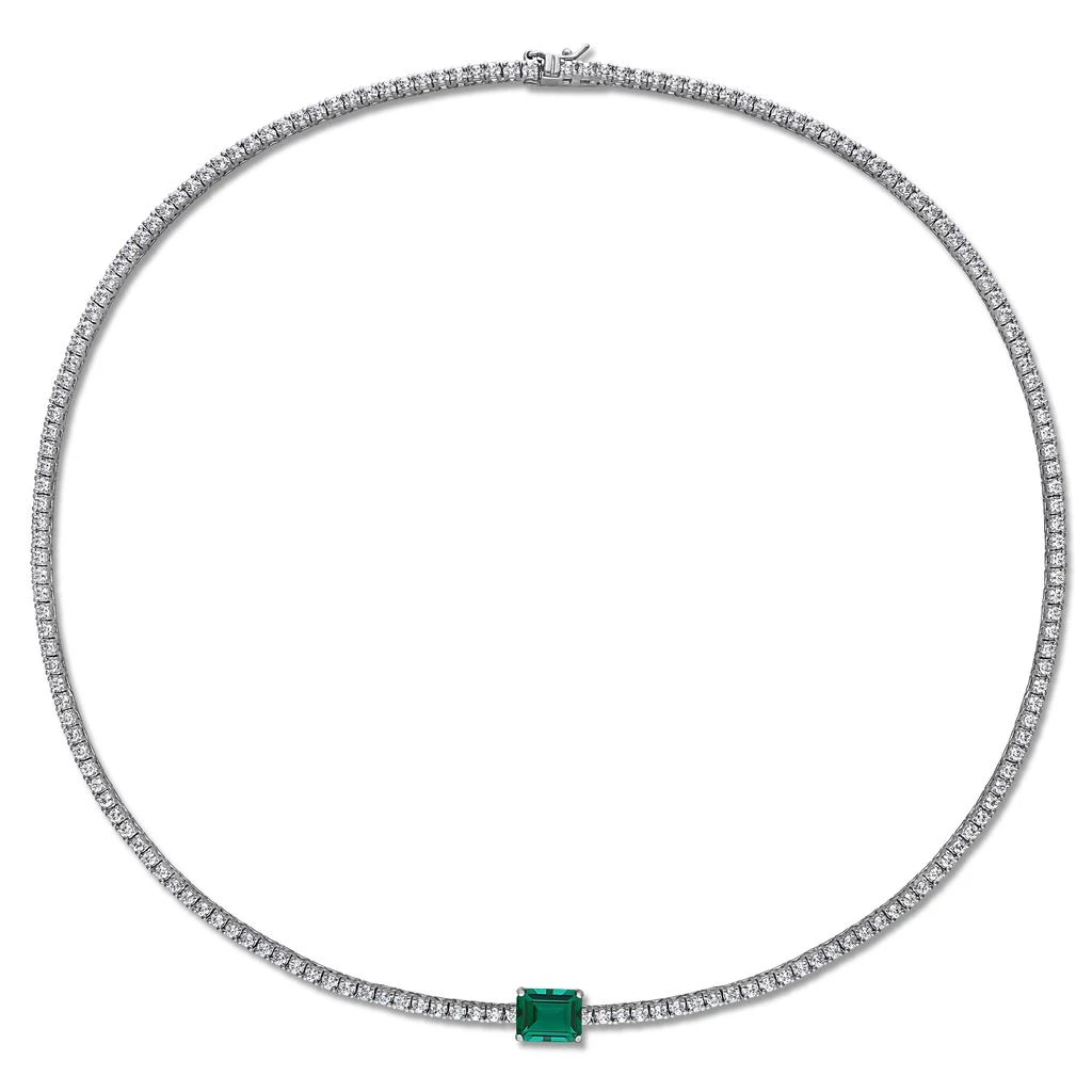 Mimi 
Max 15 7/8ct TGW Created Emerald Created White Sapphire Necklace Sterling Silver 6