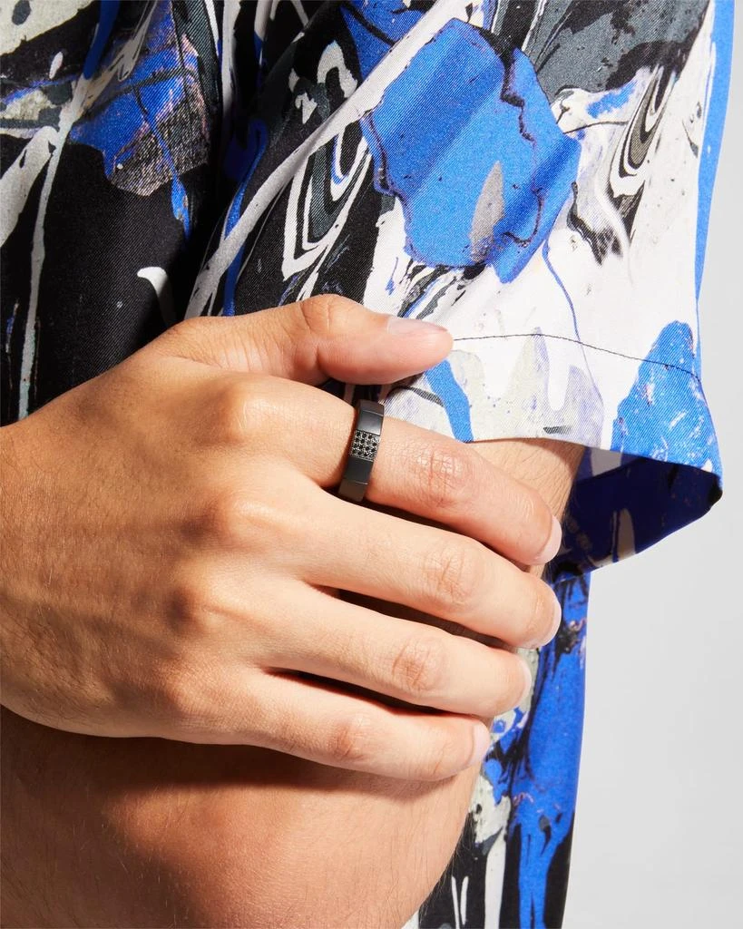 Roberto Demeglio Men's Scacco Matte Black Ceramic Ring with Diamond Link 2