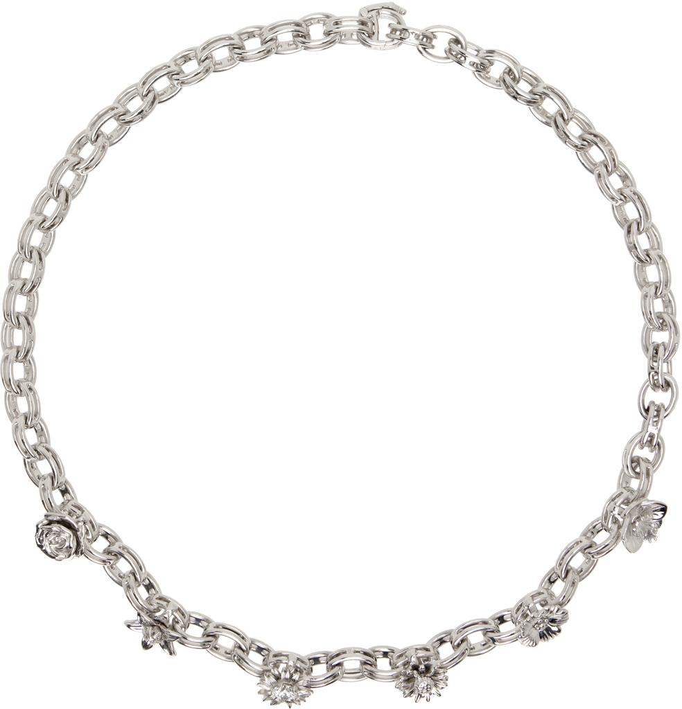 Bernard James SSENSE Exclusive Silver Maxi Flora Necklace