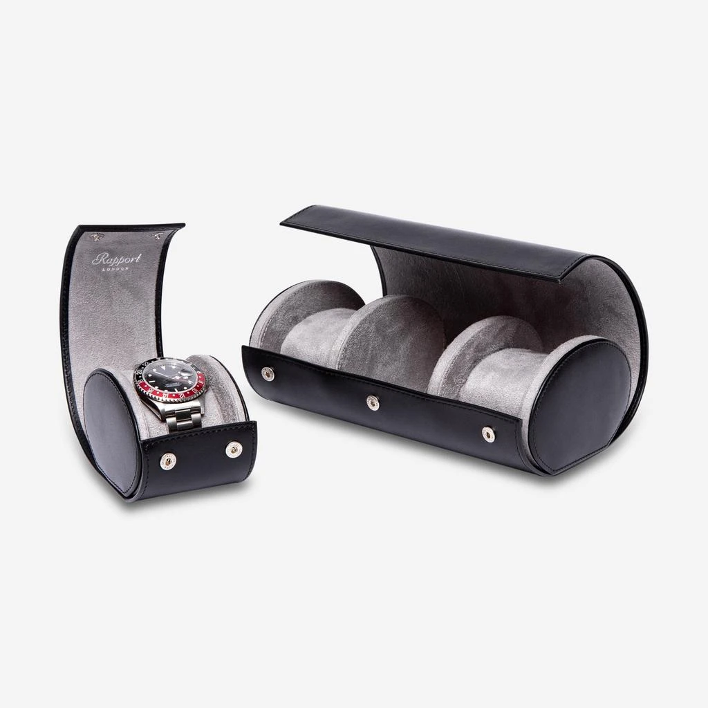 Rapport Rapport Hyde Park Black Leather Three Watch Roll D281 3