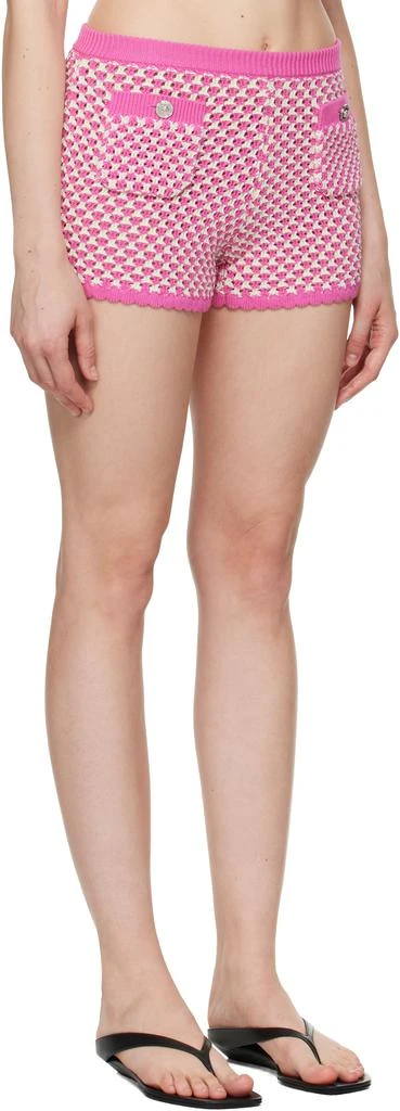 Versace Pink 
White Crochet Knit Shorts 2