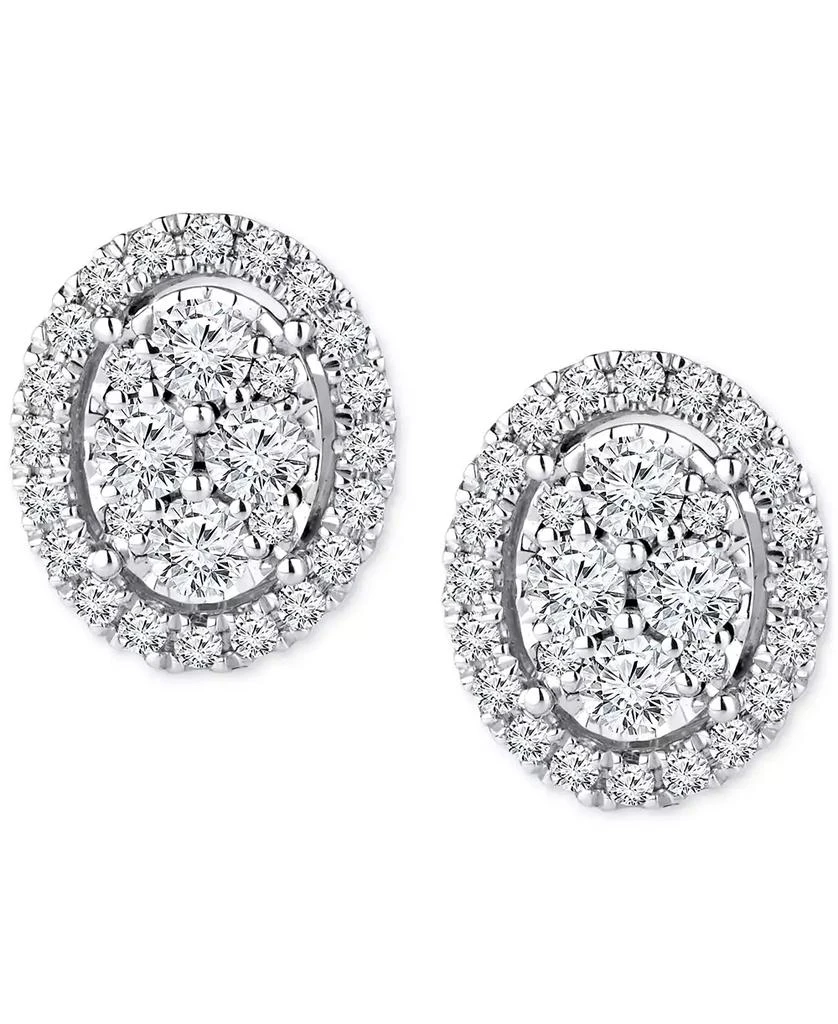 TruMiracle TruMiracle™ Diamond Halo Oval Cluster Halo Stud Earrings (1/3 ct. t.w.) in 14k White Gold 3