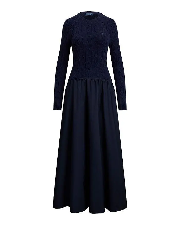 Ralph Lauren Cable Knit Poplin Dress 5