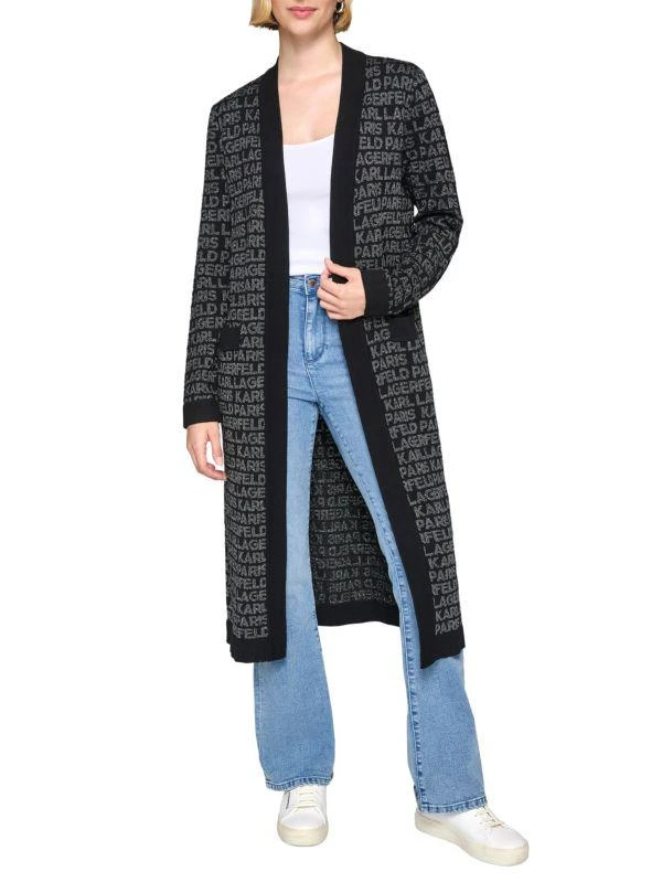 Karl Lagerfeld Paris Logo Open Front Cardigan 1