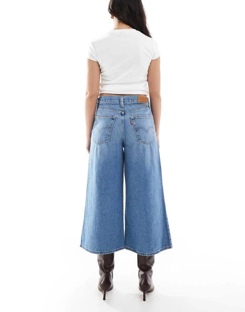 Levi's Levi's XL culotte jeans with tie waist detail in mid blue 2