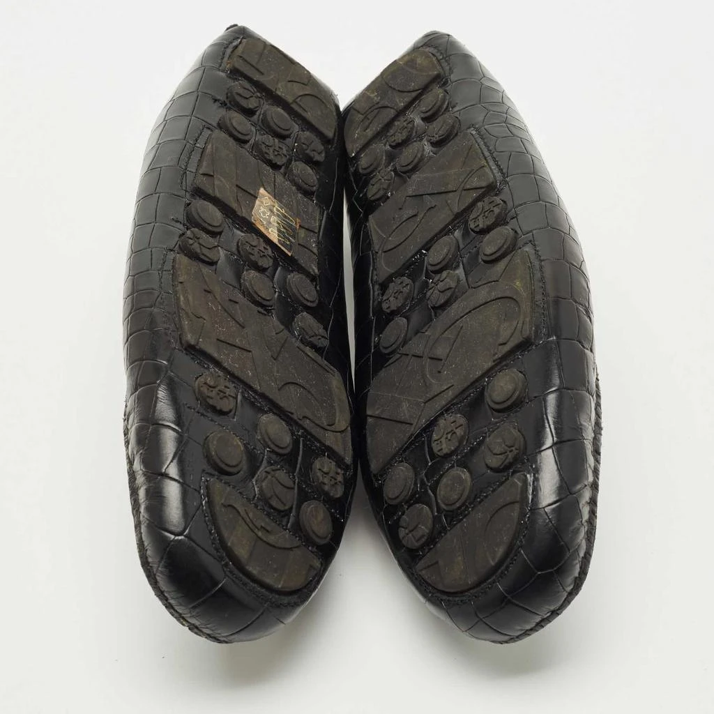 CH Carolina Herrera Black Croc Embossed Leather Slip On  display picture 1