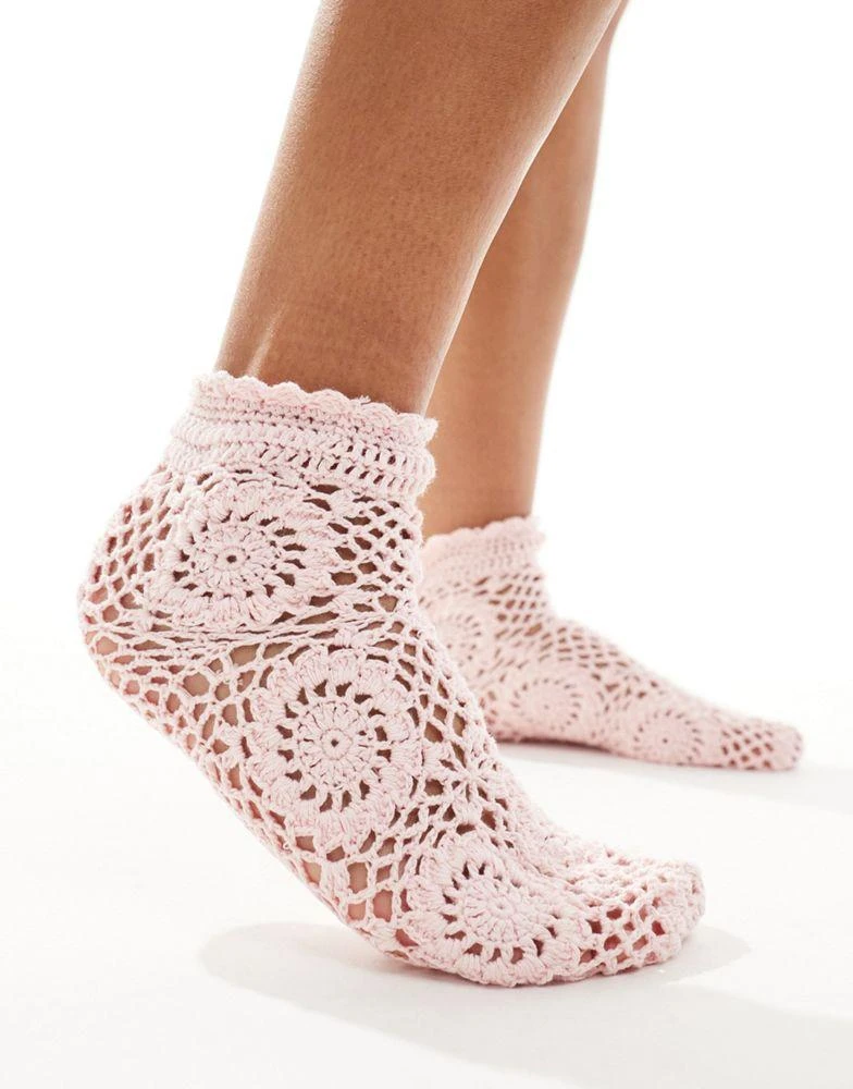 Reclaimed Vintage Reclaimed Vintage crochet socks in pink 3