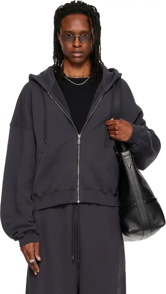 LU'U DAN Gray Washed Zip Hoodie