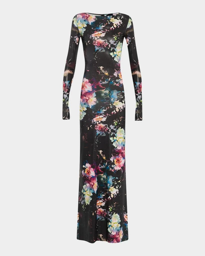 LAPOINTE Floral Jersey Long-Sleeve Gown 1