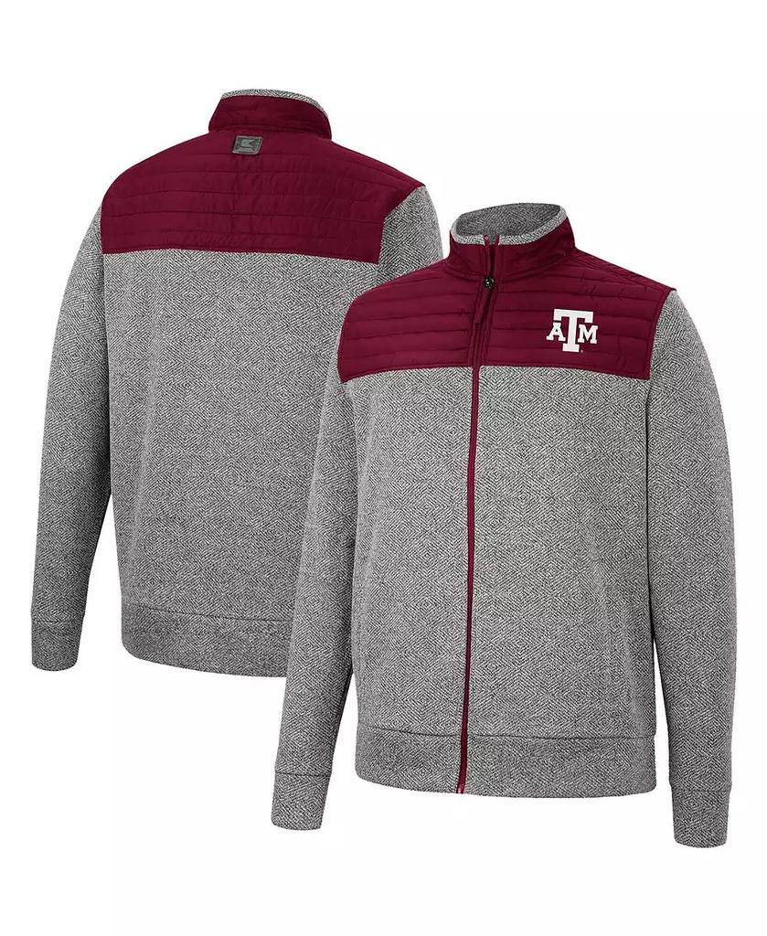 Colosseum Men's Charcoal, Maroon Texas A&M Aggies Putter Herringbone Full-Zip Jacket