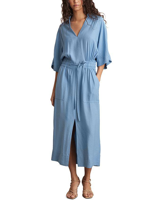 【海外限定】REISSワンピース☆Blue Cecilia Shirred-Waist Midi Buy Reiss Blue Cecilia Petite Shirred-Waist Midi Shirt Dress