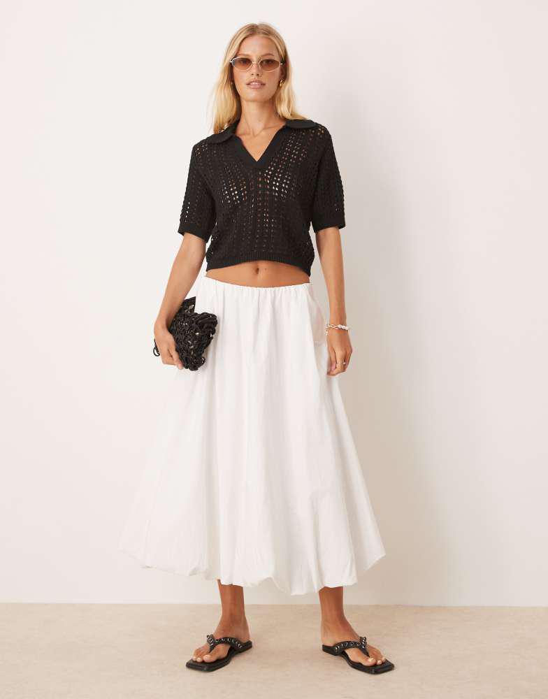 Brave Soul Brave Soul Pointelle knit collared t-shirt in black
