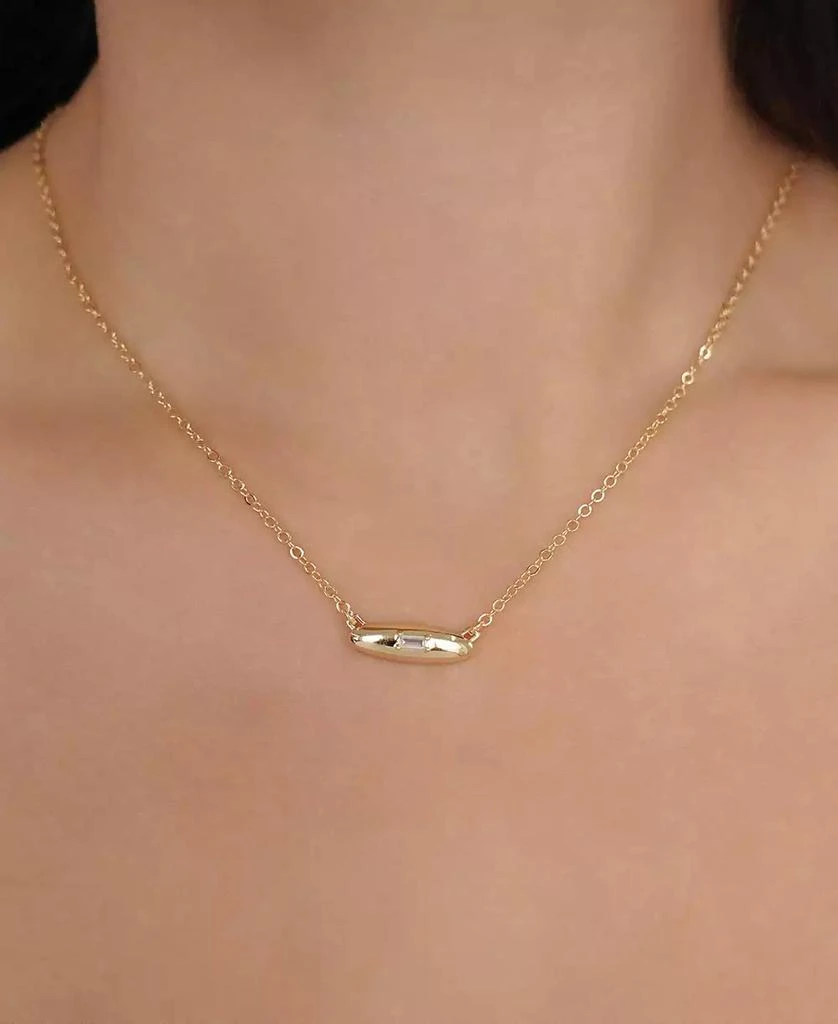 Ettika Jewelry Oval Dome Baguette Simple Pendant Necklace 3