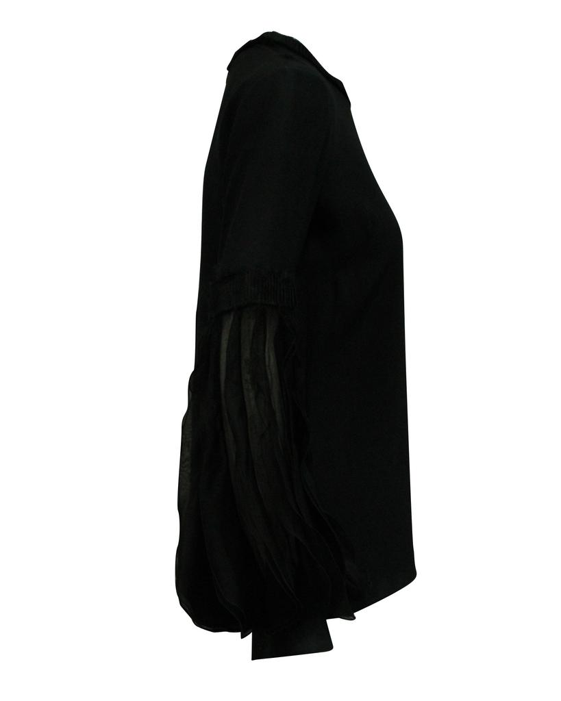 Andrew Gn Andrew Gn Bell Sleeves Blouse in Black Silk