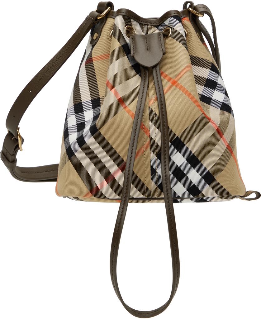 【Burberry】 Burberry Check jacquard bucket bag Burberry Check jacquard bucket bag in beige - Burberry