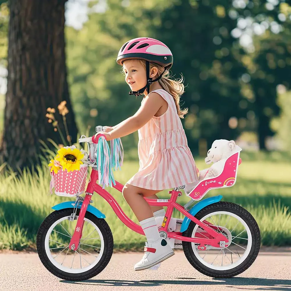 Slickblue Girls Bike for Kids with Doll Seat and Training Wheels for Safe and Fun Riding 2