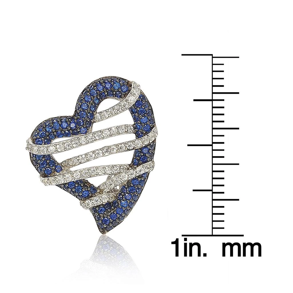 Suzy Levian Sterling Silver Blue 
White Sapphire and Diamond Accent Wrapped Heart Pendant 4
