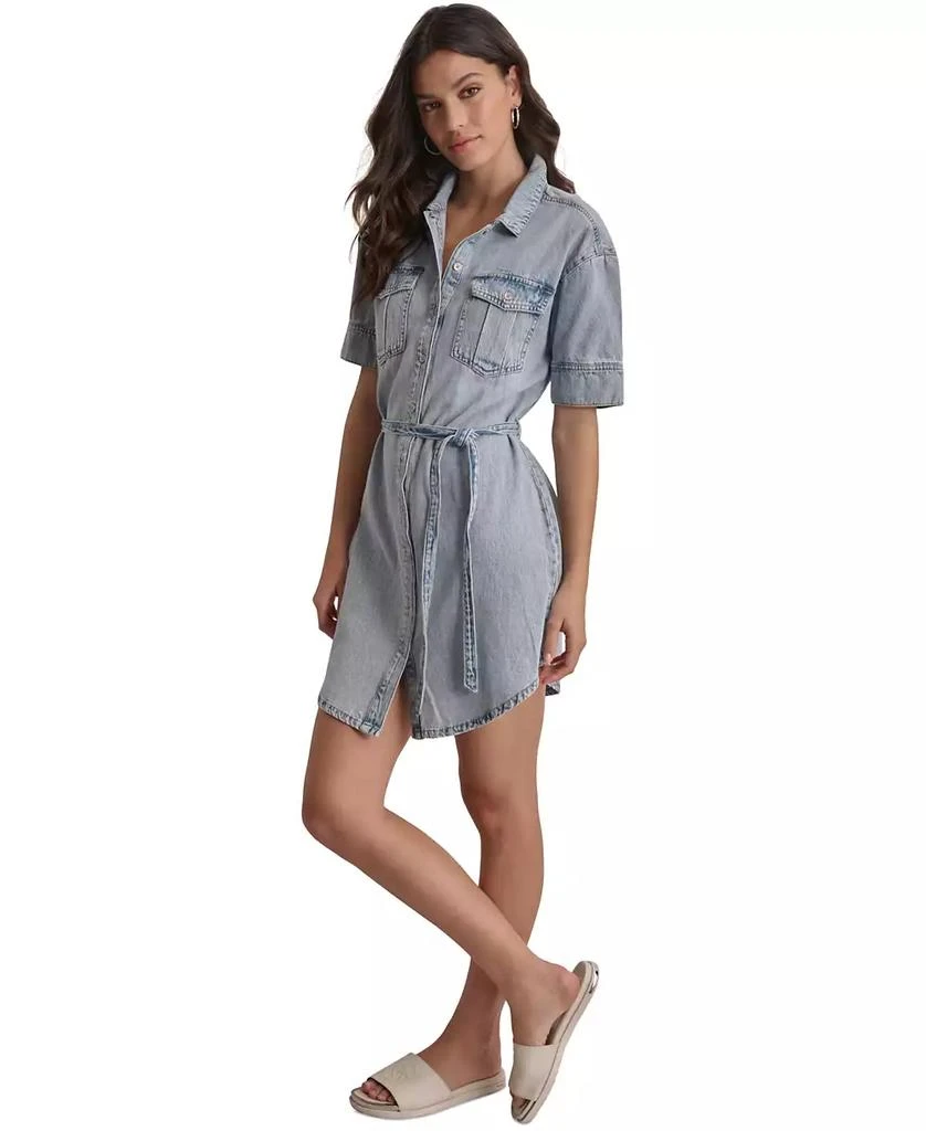 DKNY Women's Denim Self Belted  Shirtdress 5