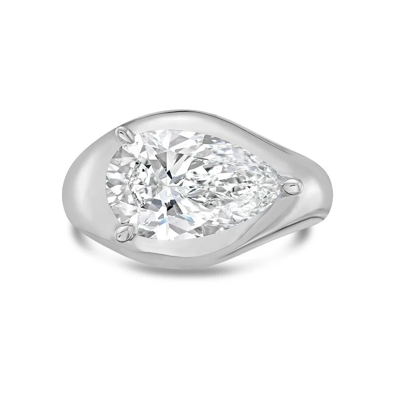 Diana M Jewels 14KT WHITE GOLD LAB GROWN PEAR SHAPE DIAMOND FASHION RING WEIGHING 4.00 CTS TW