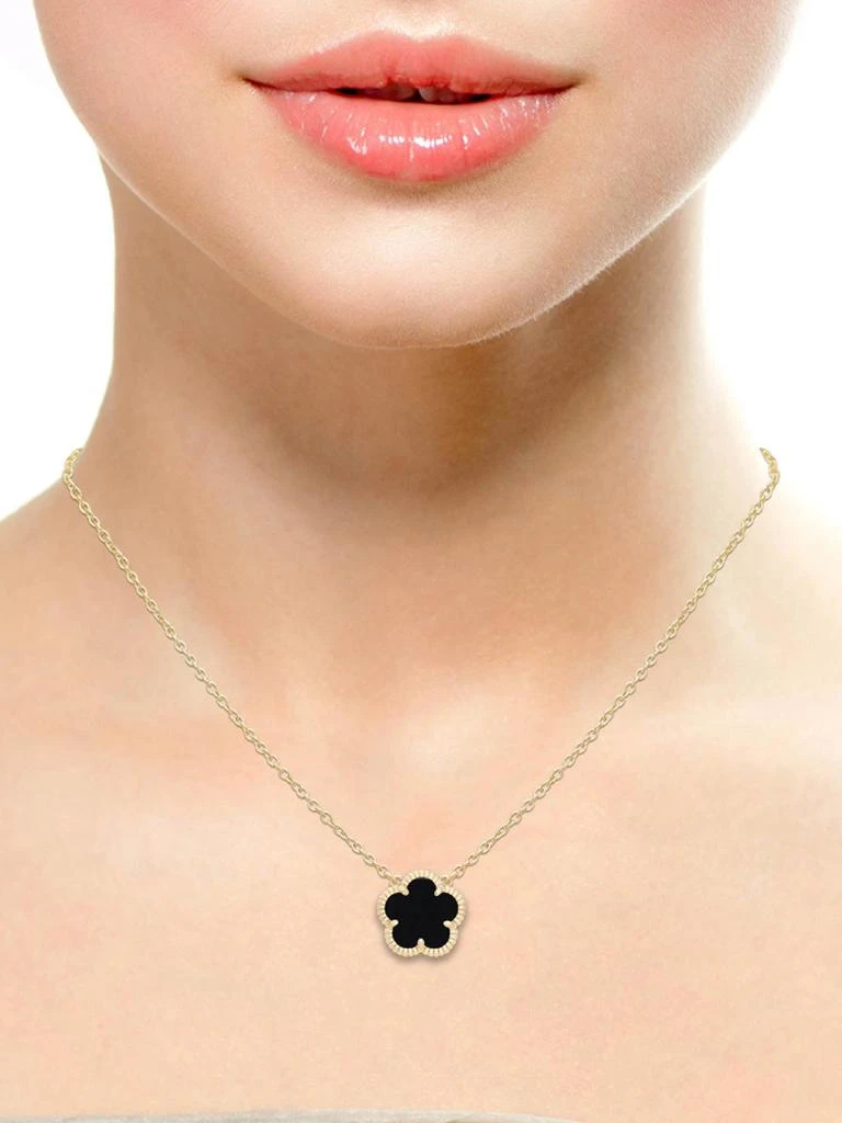 JanKuo Flower 2-Piece 14K Goldplated, Onyx Necklace 
Earrings Set 2