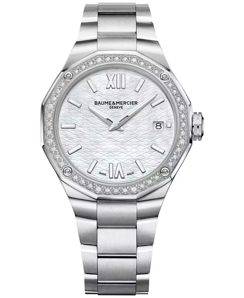 Baume & Mercier Women's Swiss Riviera Diamond (1/5 ct. t.w.) Stainless Steel Steel Bracelet Watch 36mm 1