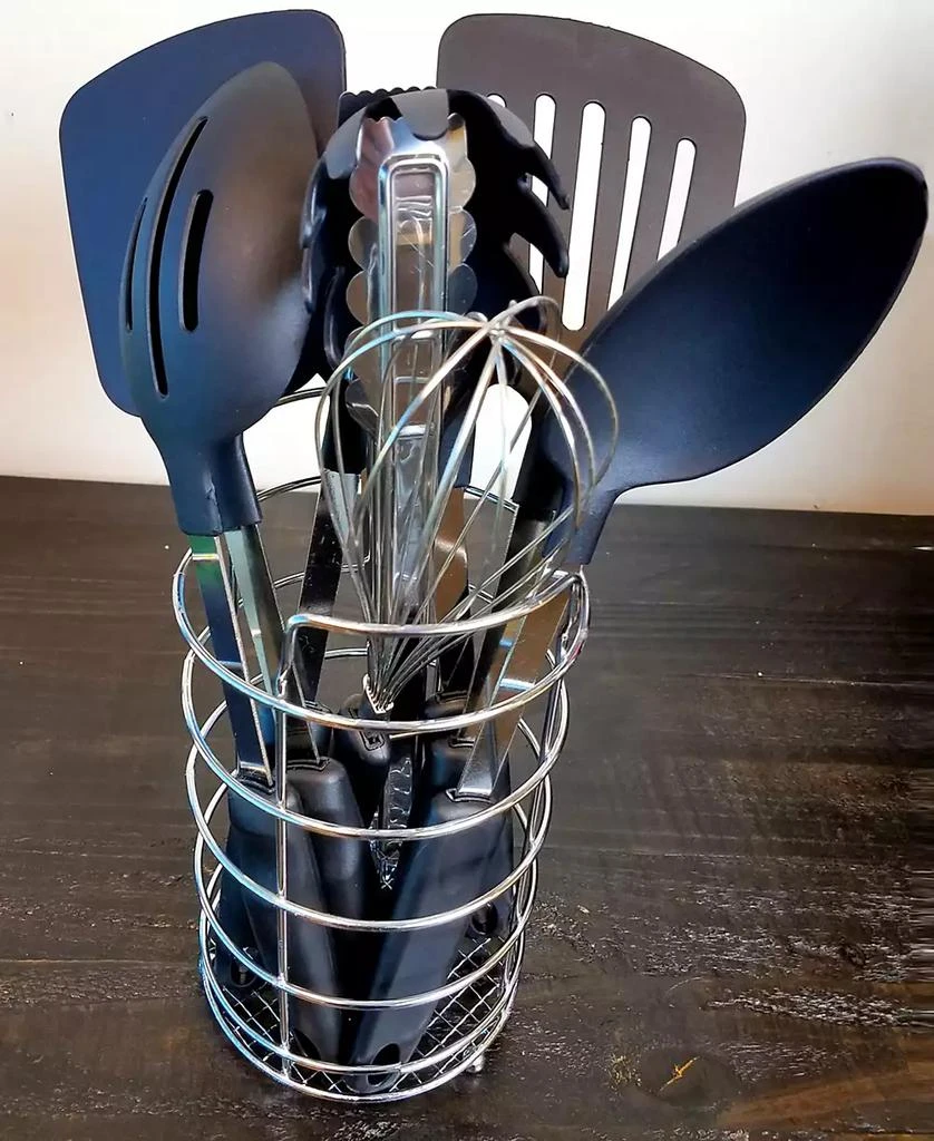 Laurie Gates Chef's Better Basics 9 Piece Utensil Set with Round Shape Wire Caddy 3