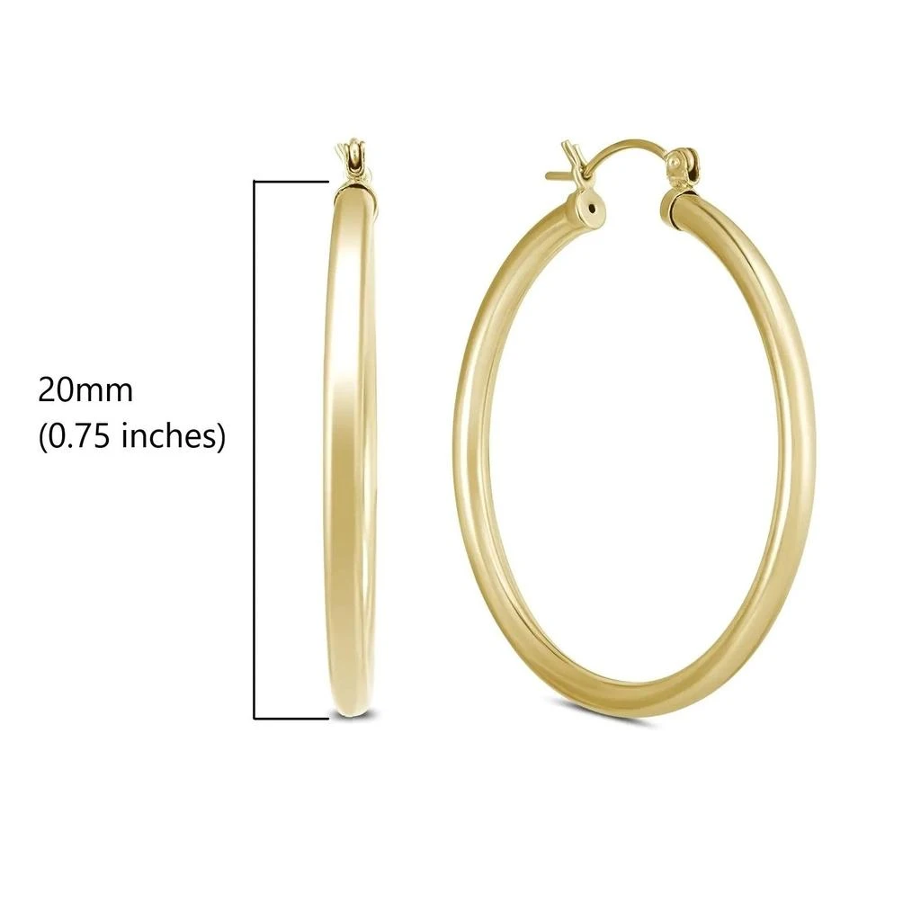 MaxColor 14k Yellow Gold 3MM Thick Tube Hoop Earrings 3