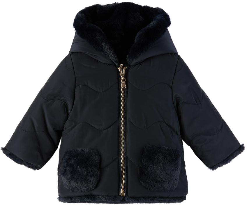 Tartine et Chocolat Baby Navy Reversible Faux-Fur Jacket