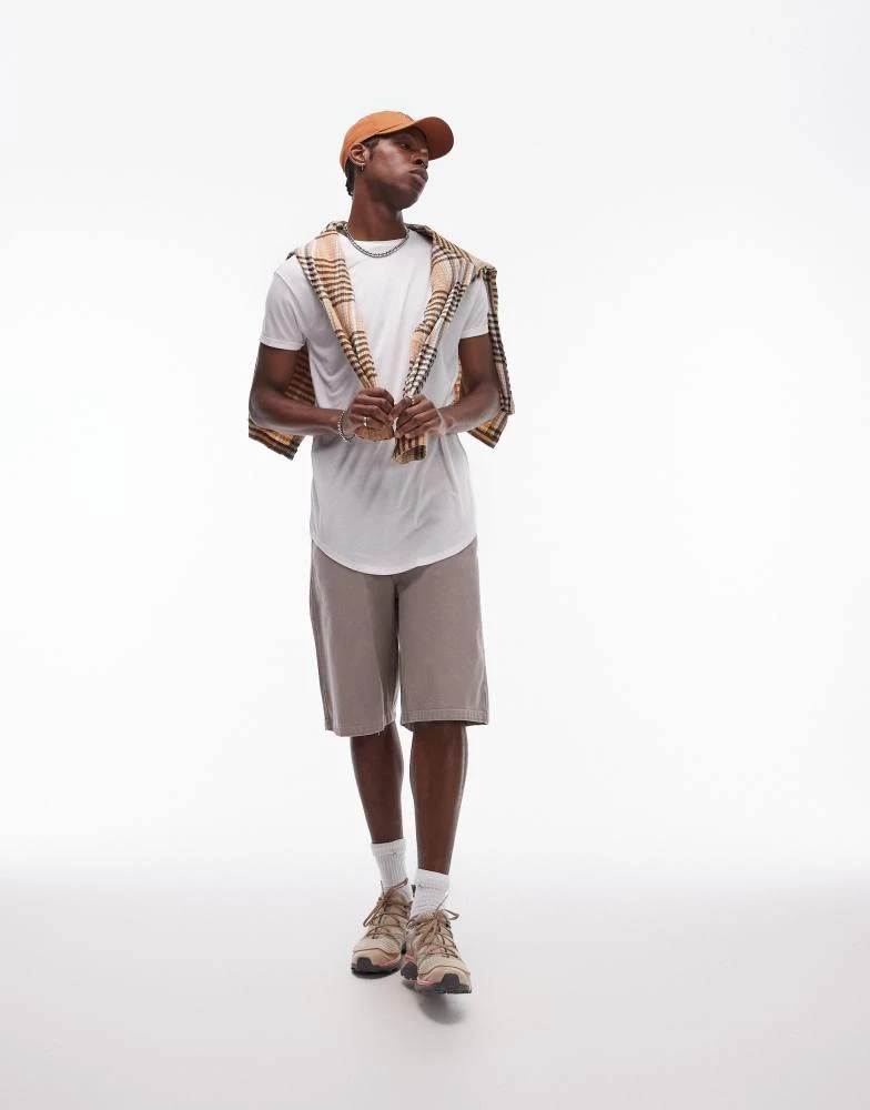 Topman Topman longline t-shirt in white 2