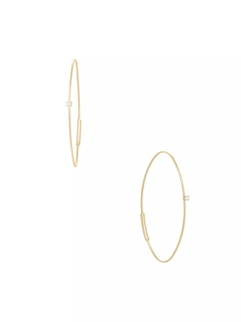 LANA 14K Yellow Gold & Diamond Small Wire Oval Magic Hoop Earrings 1